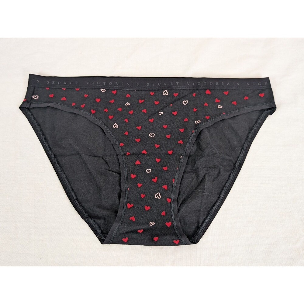 Victoria's Secret Cotton Core Stretch Bikini Panty Heart Print Small New S NWT